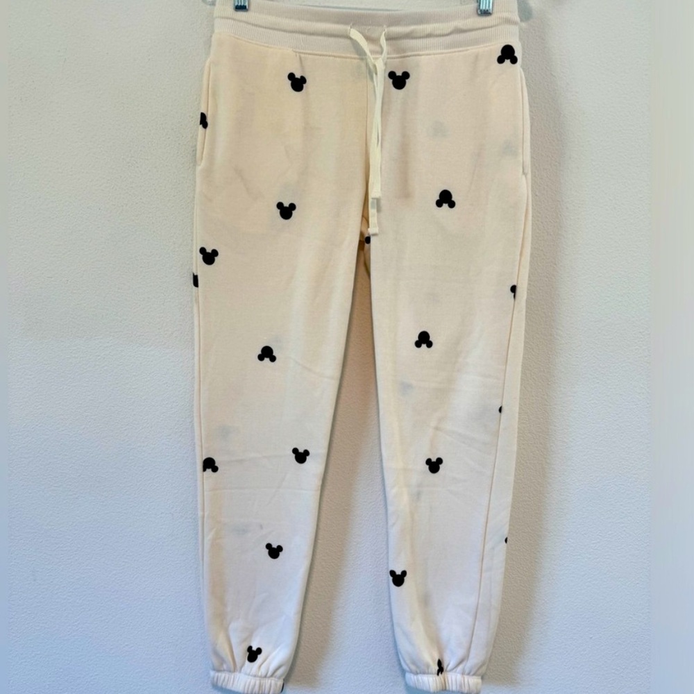 Disney X Jerry Leigh Off White Black Mickey Mouse Logo Jogger Sweatpants
